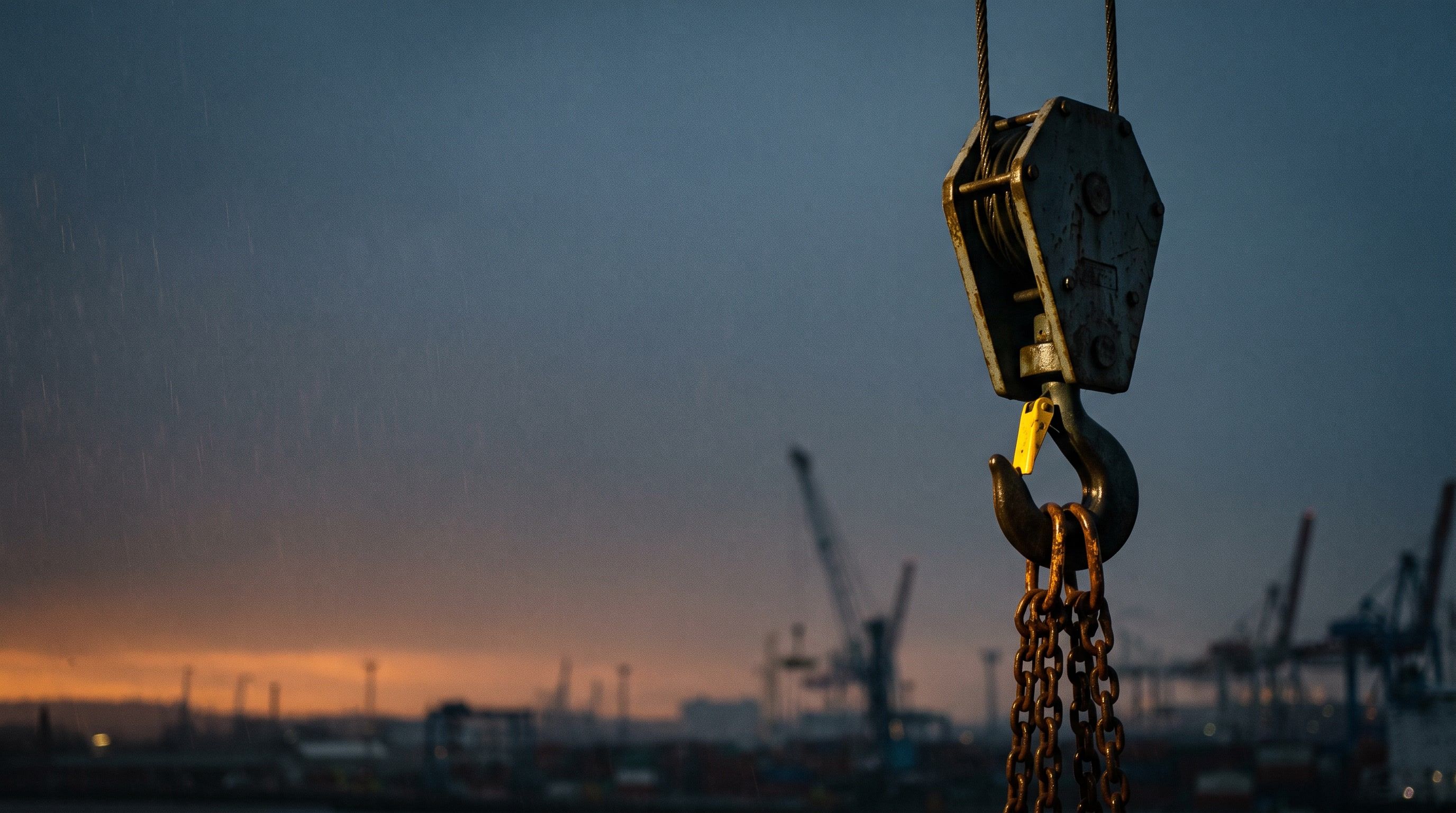 Crochet de la grue LEVAJ au crépuscule
