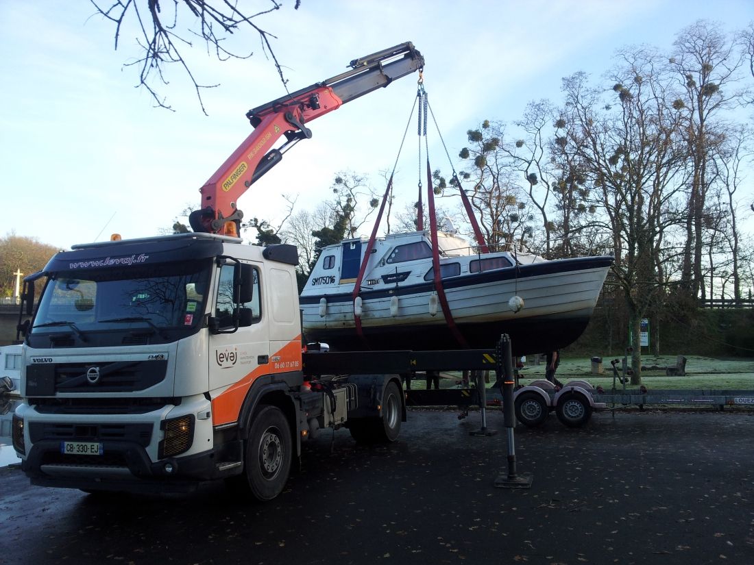Transport d'une embarcation sur plateau